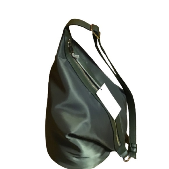 a new day Handbags - NWT green satin convertible sling / hobo bag